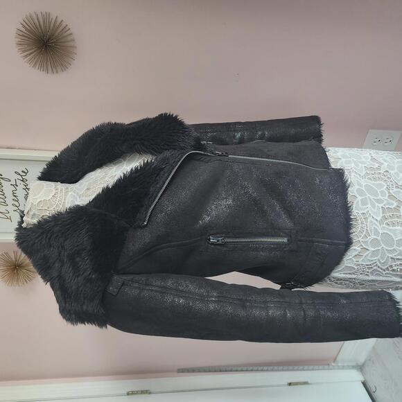 Jackets & Coats | Armani Exchange Stylish Black Faux Fur Lined
